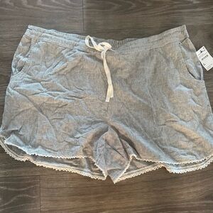 Caslon Gray and White Striped Women's cotton shorts